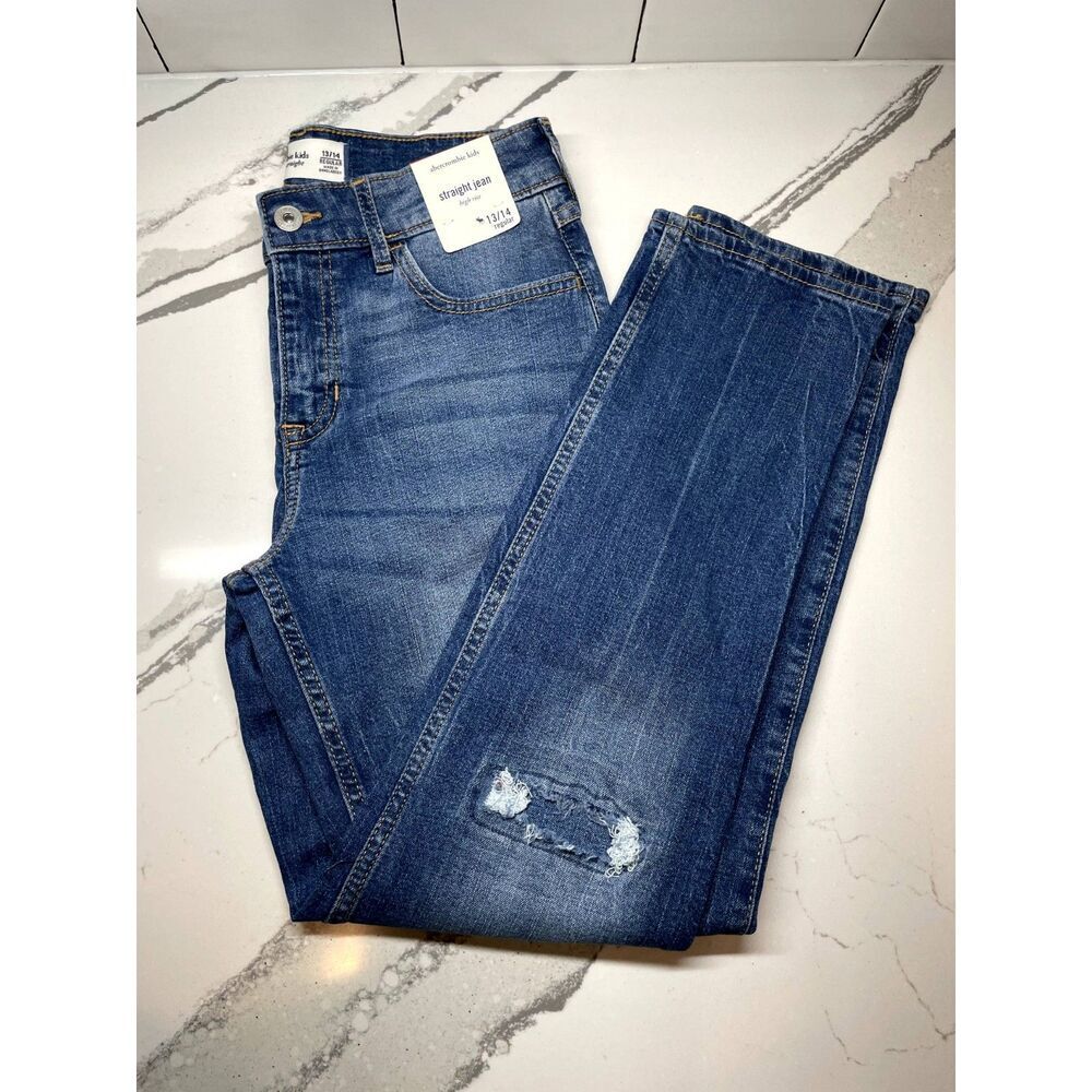 Abercrombie Children Boys Straight Distressed Jean 13/14 Regular High Rise Slim
